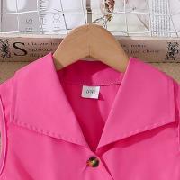 Vestido de Princesa para Niña en Verano Cinturón Encaje sin Mangas en Rosa - details 18