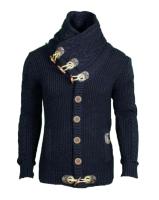 Suéter de punto tipo cárdigan de un solo pecho con cuello alto para hombre, para otoño e invierno - details 28
