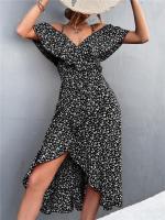 Vestido de fiesta de playa de verano bohemio informal para mujer Vestido elegante de lunares sin mangas con cuello redondo - details 2