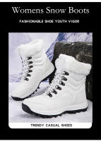 Botas de nieve cálidas para mujer, zapatos de media caña para clima frío, zapatos de felpa para exteriores, zapatillas antideslizantes de invierno - details 2
