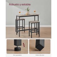 Juego de Mesa y Taburetes de Bar, Mesa de Desayuno con 2 taburetes, Marco de Acero, Industrial, Marrón Rústico y Negro Tinta LBT218B01 - details 15