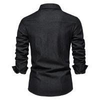 día del padre Camisa vaquera para hombre Algodón de alta calidad Elástico Primavera Chaqueta vaquera de manga larga Casual Slim Fit Ropa de calle Camisas de vaquero - details 4