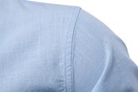 día del padre Otoño Nueva camisa social 100% algodón para hombre Camisa de manga larga de color sólido de alta calidad para hombres Camisas casuales con cuello alto para hombres - details 9