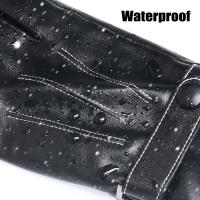 Guantes de conducción impermeables completos para invierno, guantes de cuero, pantalla táctil, forro polar térmico - details 7