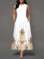 Women's Boho Long Dress Elegant Sleeveless Floral Print Casual Beach Party Summer Dress - details 12