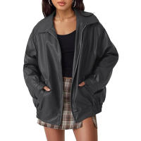 Chaqueta de Moto para Mujer de Tamaño Grande en Cuero Pretendido para Outfit de Otoño/Invierno 2024 con Cierre de Cremallera y Forro de Poliéster - details 7