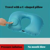 1 pieza de una almohadilla inflable en forma de U comprimida para automóviles, una almohadilla de soporte de cuello para viajes y uso de oficina, y un reposacabezas de protección de cuello para automóviles. - details 4