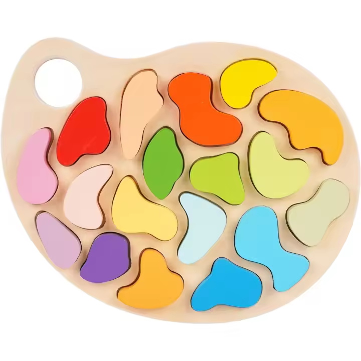 Rompecabezas de Madera con Formas y Colores Set de Juguetes Montessori para Bebés Tablero de Ordenamiento de Formas Coloridas Marca excitat - 1