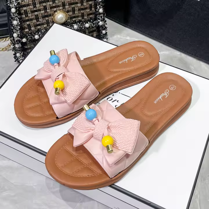 Zapatillas con lazo de viento para exteriores, zapatos de playa para mujer, suela suave antideslizante, Sandalia de una línea, nueva moda de verano - 1