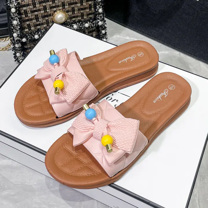 Zapatillas con lazo de viento para exteriores, zapatos de playa para mujer, suela suave antideslizante, Sandalia de una línea, nueva moda de verano - 1