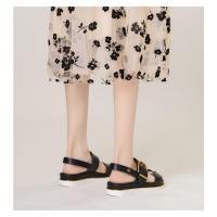 Sandalias con hebilla de una palabra, prendas de vestir exteriores para mujer, nueva plataforma, zapatos romanos de cuña de moda versátiles - details 3