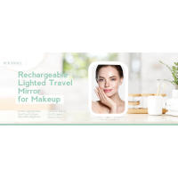 Puiuisoul Makeup Life, portátil con luz, 3 configuraciones de luz estables, espejo de tocador recargable por USB para dormitorio, oficina - details 0