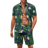 Impresión a pedido del conjunto informal de verano con estampado de bandera estadounidense, pantalones de solapa, camisa de cuello cubano de moda, pantalones cortos de playa - details 1