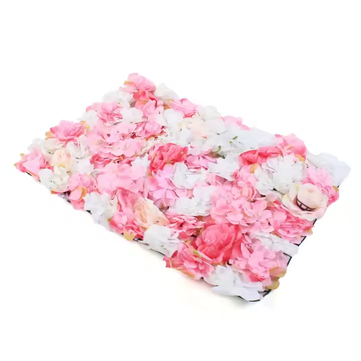 Paneles de flores artificiales para pared, decoración de fondo de boda, rosa, 40x60 Cm, 12 piezas - 1