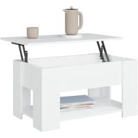 Mesa de centro, mesa auxiliar, consola lateral, salón, sofá, sala de estar, cafetería, muebles, mobiliario, madera contrachapada blanca, 79x49x41 cm - details 4