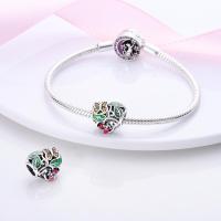 Dijes de la serie Floral en plata de ley 100% auténtica para mujer, joyería fina, pulsera y brazaletes de cumpleaños, material: metal principal - details 32