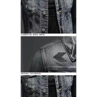 Chaqueta vaquera Vintage para hombre, tendencia de calle, ropa holgada de motociclista para montar en la calle, ropa informal bonita con solapa abotonada para hombre - details 5