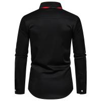 Camisas Negras Suaves de Algodón-Poliéster para Hombre Ropa Elegante Casual con Manga Larga y de Cachemira Azul - details 12