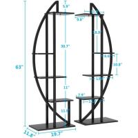 Soporte de 5 Niveles para Plantas Interiores Estante de Exhibición de Metal Curvado con 2 Ganchos - details 5