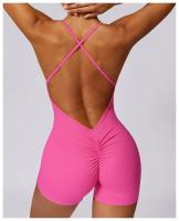 Material de nylon cruzado del estilo sólido sin mangas del top corto del puente de la yoga para el verano/primavera - details 8