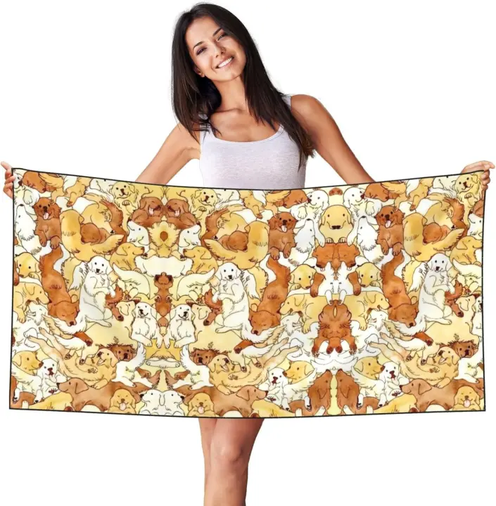 Lovely Retriever - Toalla de camping estampada para hombres y mujeres, piscina, baño, natación, yoga, spa absorbente - 1