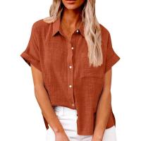 Camisa Simple y a la Moda para Mujer Algodón y Lino Informales, Clásicas con Manga Corta y Borlas - details 17