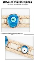 Pulsera de cuentas tejida multicapa de cuero de aleación de ojo azul de estilo turco original - details 4