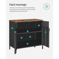 Mueble de Sala de Estar Ajustable de Metal Doble Puerta Magnética Marco de Acero 40 x 80 x 76 cm - details 4