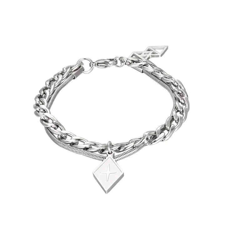 Bracalete Unisex with Diseño Niche Ins, Doble Capa de Dijes Geométricos, Estilo Hip Hop y Minimalista, de Titano, Regalos Para Hombre - 1