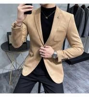 Traje de Abrigo de Piel de Ciervo de Alta Calidad Ajuste Delgado, Moda de Negocios Casual, Botón Único - details 12