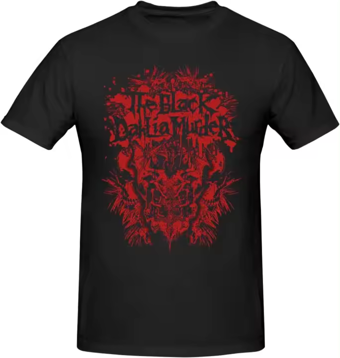 Camiseta de manga corta para hombre, camisa informal de algodón con cuello redondo, color negro, Dalia Murder, Verano - 1
