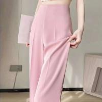 Pantalones de pierna ancha para mujer, pantalón negro de cintura alta de estilo coreano, pantalones de traje grises holgados a la moda para oficina, ropa de calle - details 8