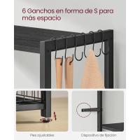 Estantería de Cocina con 2 Cestas de Malla Metálica, Estantería para Microondas, con Estantes y Ganchos, 35 x 80 x 95 cm, Estilo Industrial, Marrón Rústico y Negro - details 19
