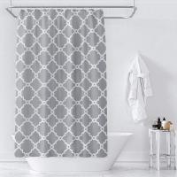 Cortina de Ducha de Tela Impermeable Resistente al Moho Patrón Geométrico Gris - details 1
