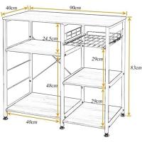 Cocina Mueble para Almacenamiento de Cocina Estantes de Cocina con Ganchos para Almacenamento Estante de Horno de Microondas,Estanterías de Cocina con 3+3 estantes Blanco - details 10