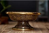 Soporte de cobre puro nepalí tallado a mano con incrustaciones de oro, soporte de lámpara de mantequilla de estilo tibetano, precio especial, tamaño a elegir - details 10