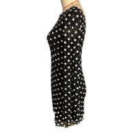Nuevo vestido elegante de manga larga con espalda descubierta y cuello redondo con estampado de puntos de malla para mujer - details 2