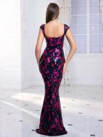 Vestido de Fiesta con Lentejuelas Elásticas Hombros Descubiertos, Cuello en Escala, Sin Correas, Vestido de Noche para Mujeres - details 2