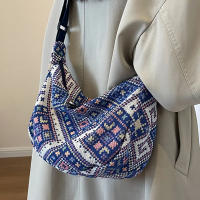 Bolso de hombro de lona de viento étnico para mujer, bolso de mensajero pequeño, bolsos de mano simples con cremallera, bolso de playa informal, nueva tendencia, 2024 - details 6