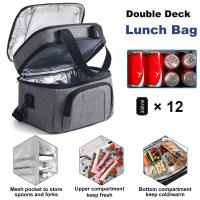 Bolsa de almuerzo con doble aislamiento, fiambrera térmica portátil de capa, bolsa aislante térmica impermeable para Picnic con correa ajustable - details 7