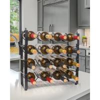 Estante de Vino de 4 Niveles Organizador de 16 Botellas para Sótano, Encimera, Metal Negro - details 3
