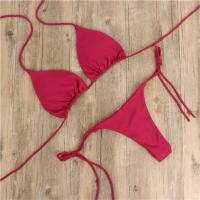Traje de baño de dos piezas para mujer, conjunto de Bikinis, tangas de vendaje Rosa Sexy, sólido - details 1