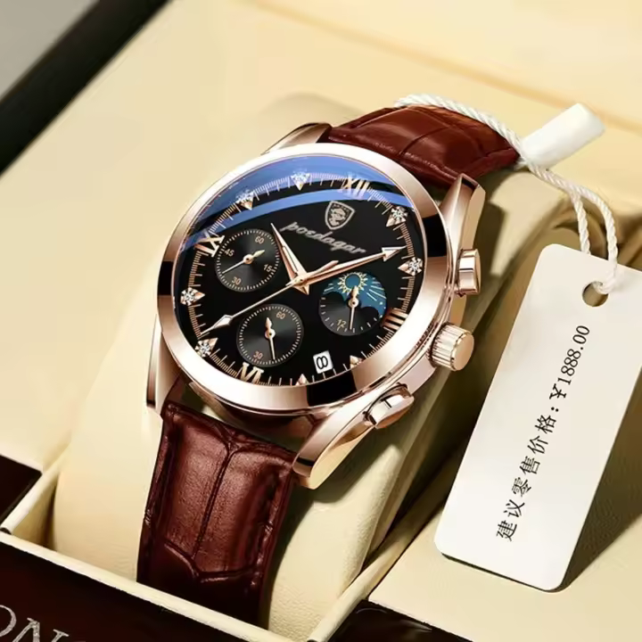 Reloj de Cuarzo de Fecha de Lujo Premium Reloj Deportivo para Hombres a Prueba de Agua con Brillo - 1