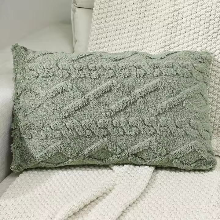Funda de Almohada de Peluche 3D Rhombus Geometría Funda de Cojín Suave para Decoración de Sofá de Salón 30x50cm - 1