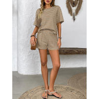 Ropa de Mujer Verano Nuevo Conjunto Deportivo de Shorts Casuales de Moda a Rayas de Punto para Mujer - details 18