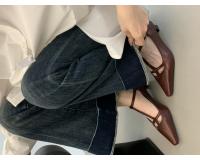 Nueva moda temperamento tacones altos de las mujeres de tacón grueso puntiagudo retro Mary Jane zapatos T-correa solo zapatos - details 29