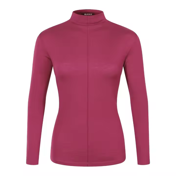 Ropa interior térmica de lana merina para mujer, Top de manga larga con cuello alto falso, camisa con capa Base, antiolor, 100% - 1