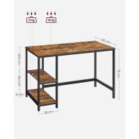 Escritorio con 2 Estantes a la Izquierda o a la Derecha, Mesa de Trabajo, para Salón Oficina, Estructura de Acero, Industrial, Marrón Rústico y Negro Tinta LWD47X - details 3
