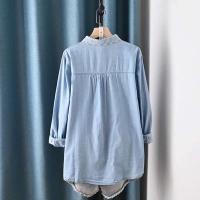 Blusas Bordadas de Flor Moda Coreana para Mujeres Primavera Camisa de Jeans de Diseñador - details 42