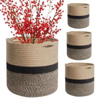 Cestas de cuerda de algodón, soportes ETA tejidos a mano de gran capacidad, cestas de iluminación ETRO para interiores para tiendas de plantas, juguetes y ropa - details 10